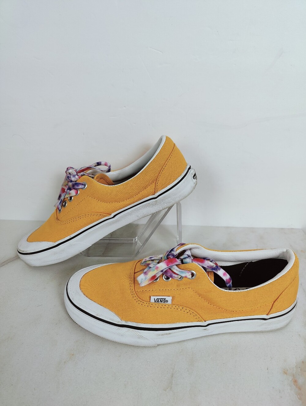 Vans Era TC Skate Shoes Yellow Canvas Tie Dye Laces, 6.5(M) 8(W)
